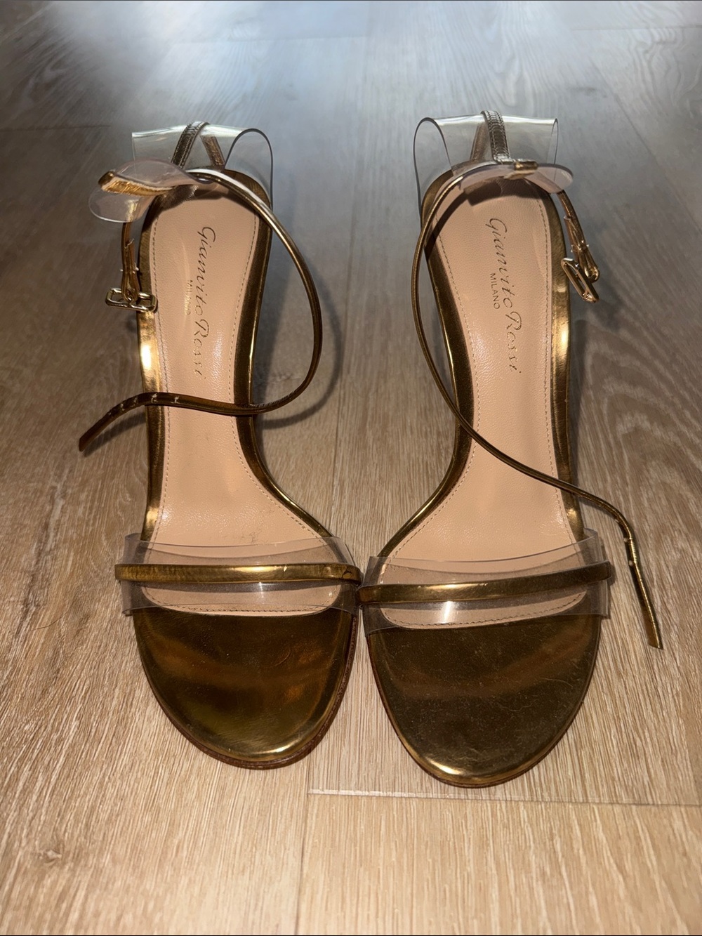 Gianvito Rossi Metallic Gold Ankle-Strap Heels